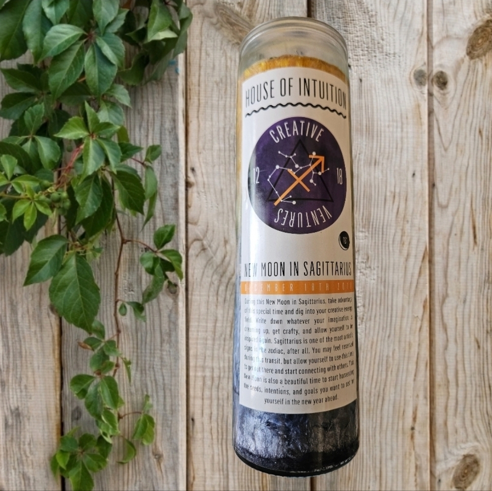 New House Of Intuition New Moon in Sagittarius candle